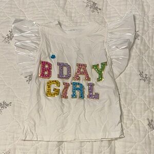 Lola + The Boys White B'Day Girl Sequin Top